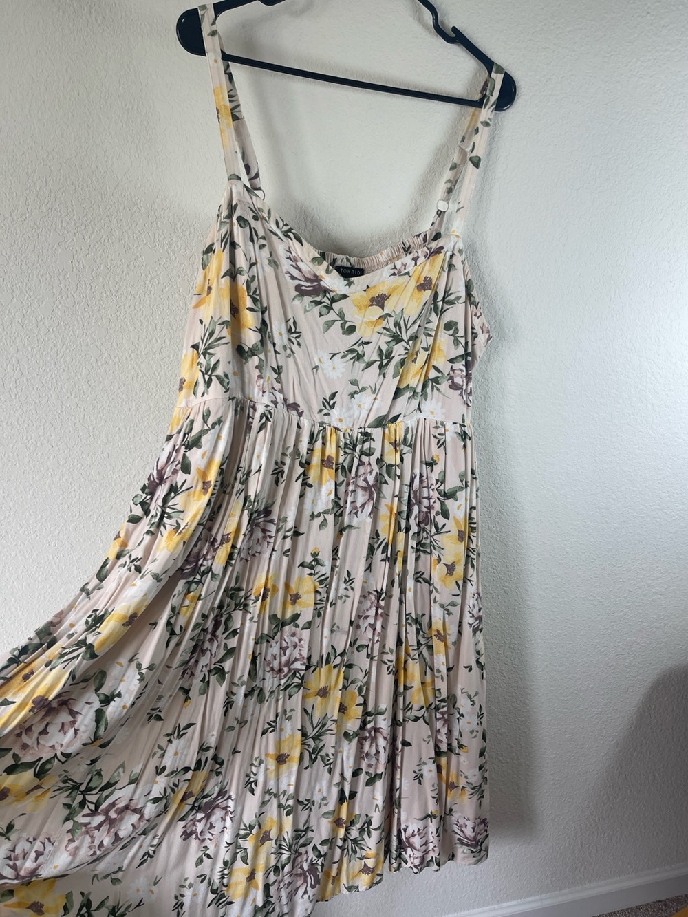 Torrid Ivory Floral Challis Midi Skater Dress Size 3 (3x)